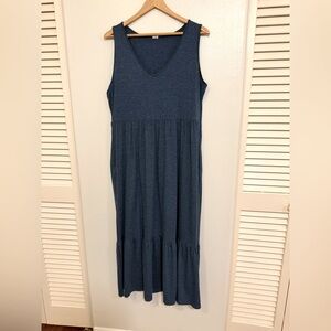 Sleeveless teal blue Maxi Dress